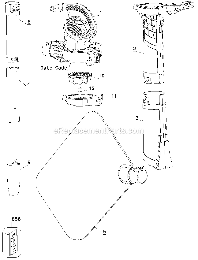 Black and Decker BV3600-B3LZ (Type 2) 12 Amp Blower Vacuum - Fo Power Tool Page A Diagram